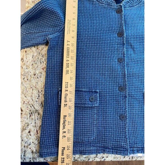 J Jill Pure Jill Indigo Field Jacket Geneva Wash M Waffle Knit Buttons - Picture 5 of 6